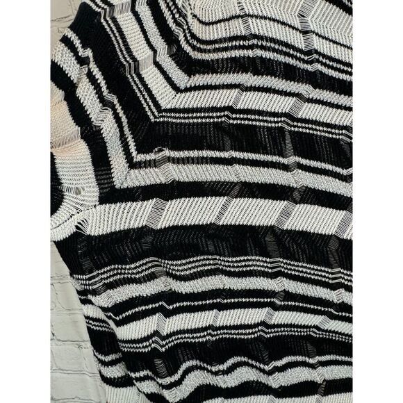 CHICO'S TRAVELERS black silver white knit open front cardigan sweater 1 M - Picture 8 of 8